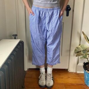Vintage 90s y2k Blue gingham check bloomer style capri pants